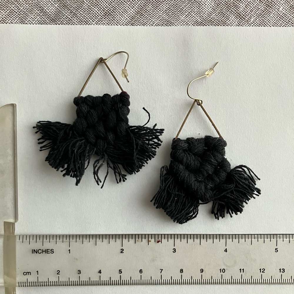 Fun Summery Black Fringe Earrings